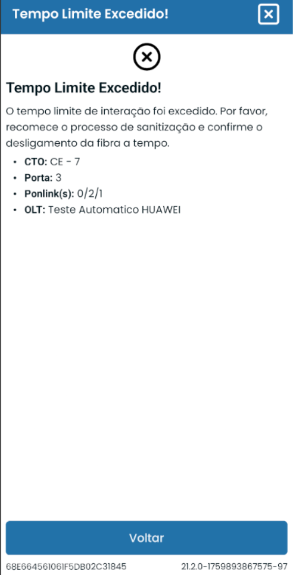 Mensagem de tempo limite excedido no fluxo de auto detecção