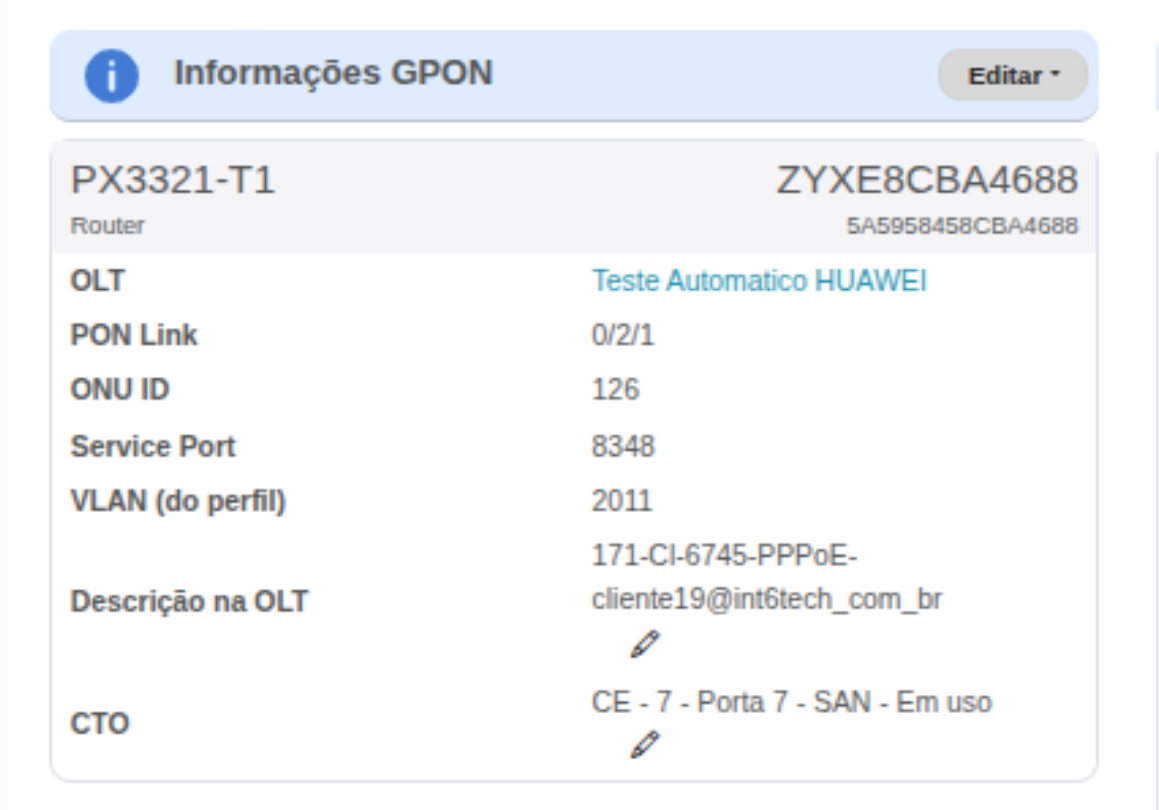 GPON Information Panel